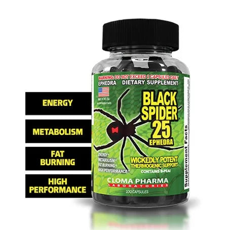 Cloma Phama Original Black Spider 25 Fat Burner - 100 VEG Capsules