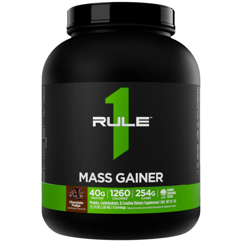 Rule1 Mass Gainer 5.2 Kg & 2.6 Kg , Chocolate Fudge | 40g Protein, 1000 Calories | USA Made