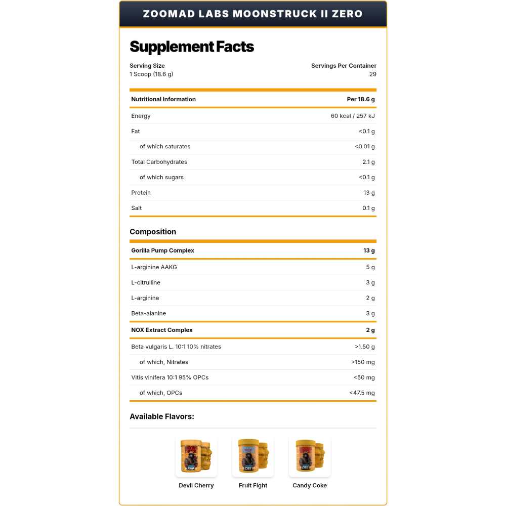 ZooMad Labs, MOONSTRUCK II Zero, 540g, 29 Servings