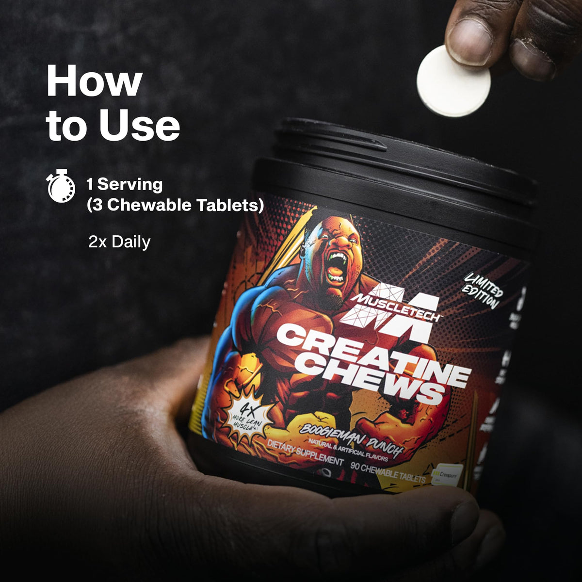 MuscleTech Creatine Chews, Boogieman Punch, 90 Chewable Candies