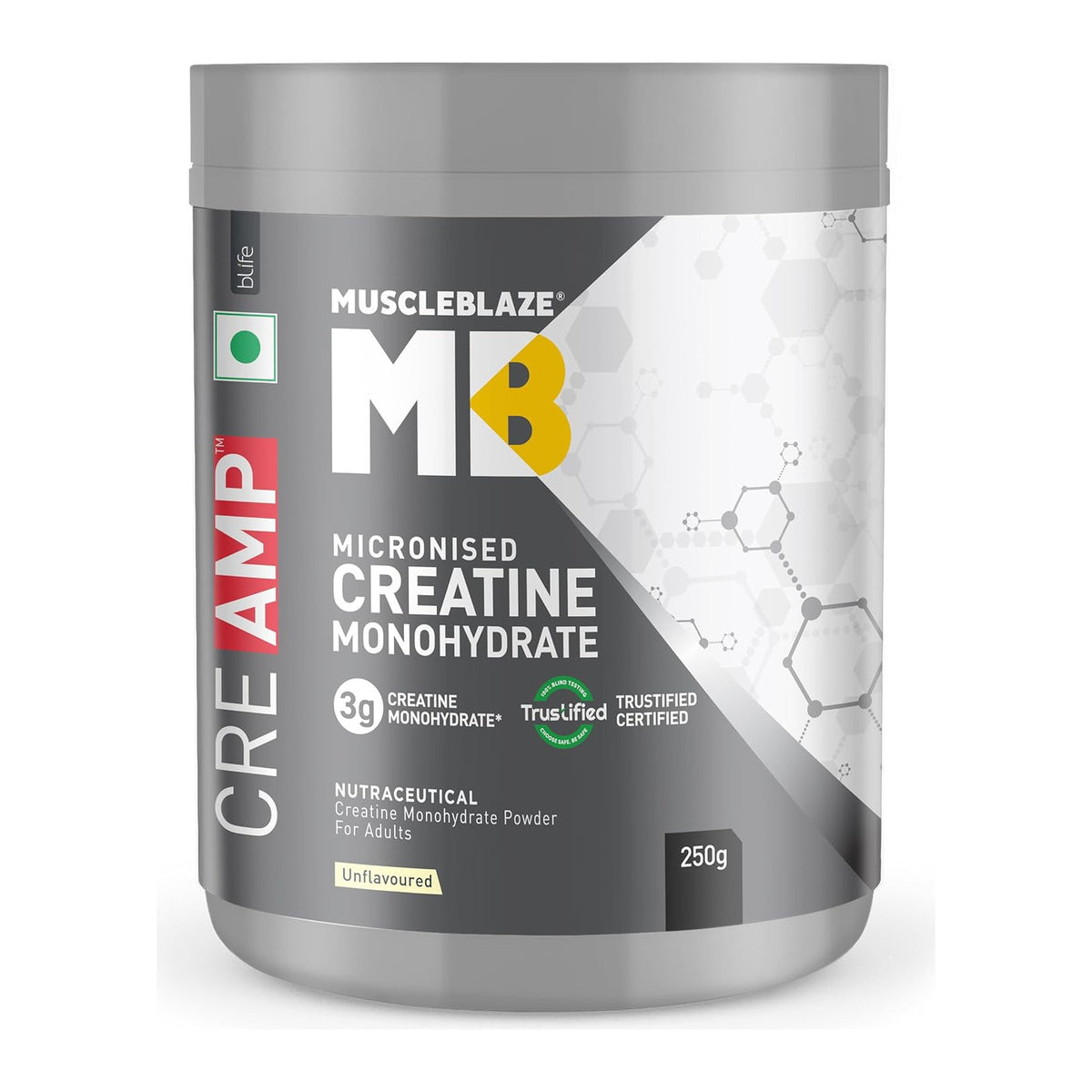 MuscleBlaze Creatine Monohydrate CreAMP, Micronised, Unflavoured, 250 g