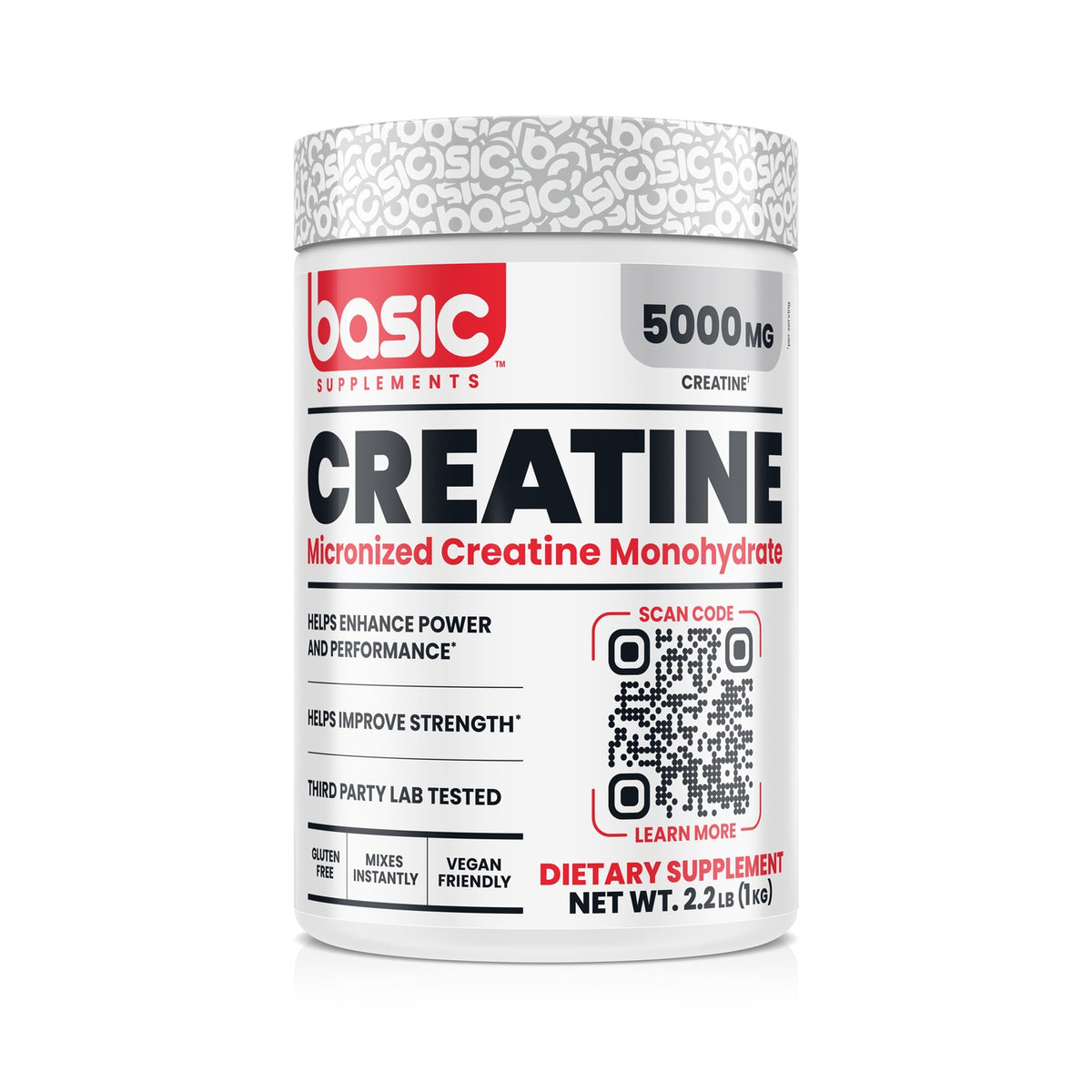 Basic Supplements Creatine Monohydrate – Unflavoured, 1 kg (200 Servings)