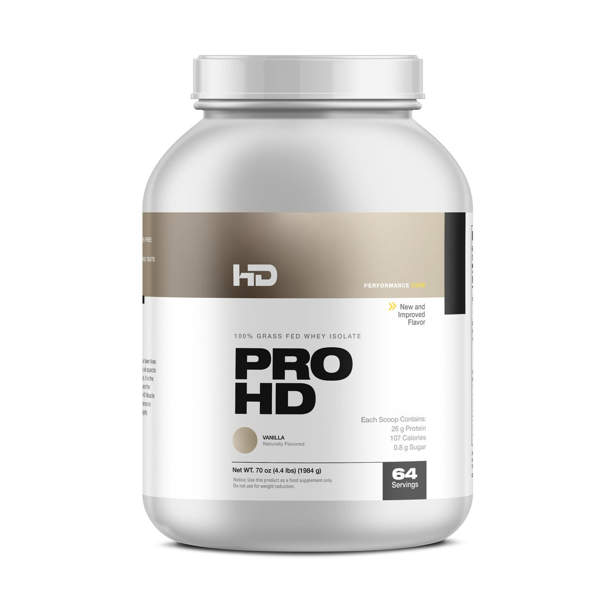 HD Muscle ProHD 100% Grass-Fed Whey Isolate – Vanilla, 4.4 lb (2 kg)