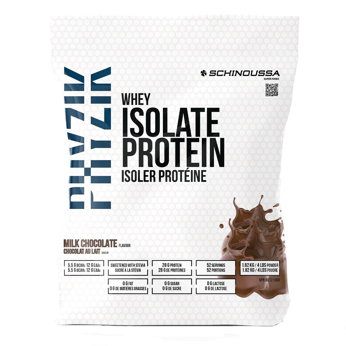 Schinoussa Phyzik Whey Isolate Protein – Milk Chocolate, 4 lb (1.82 kg)