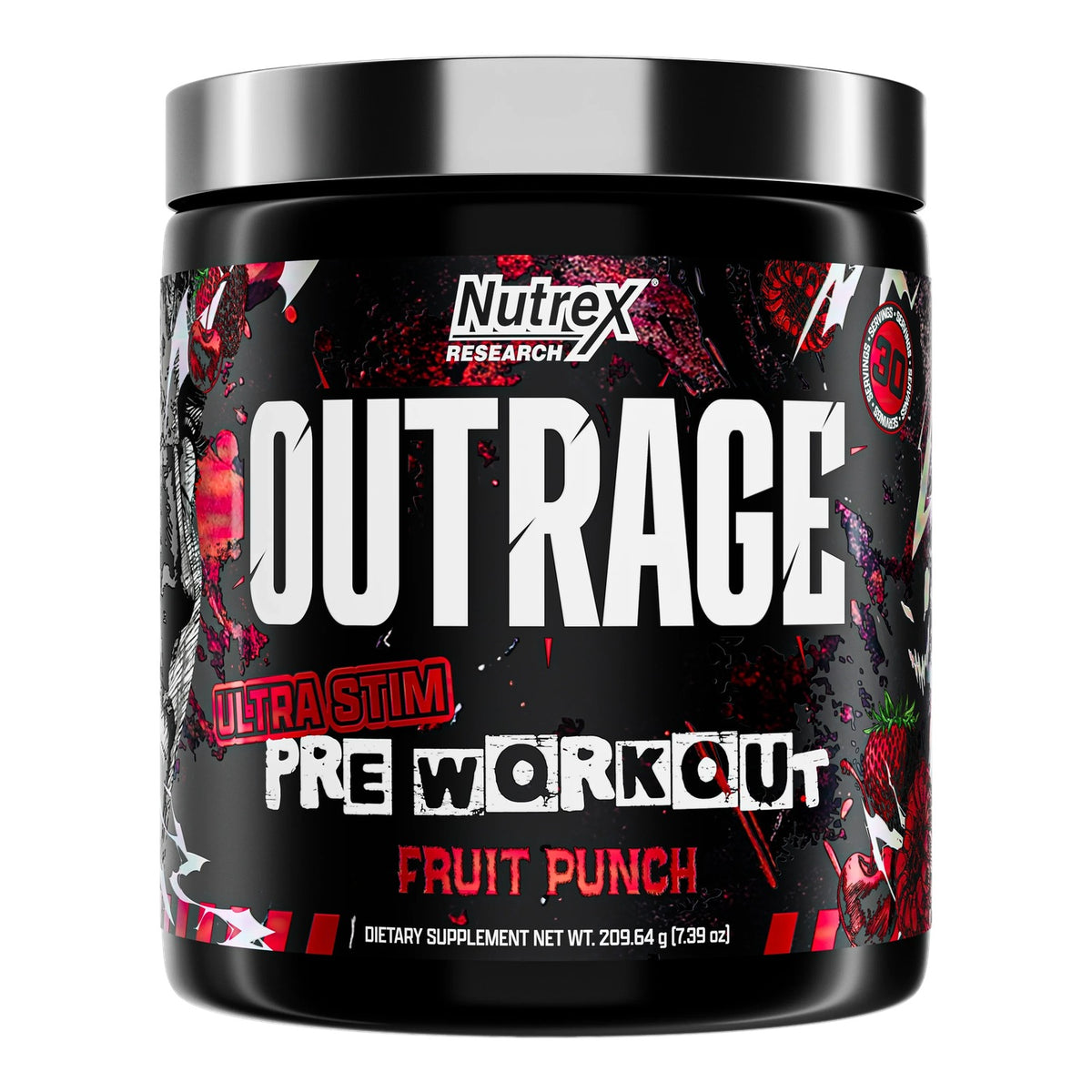 Nutrex Outrage Pre-Workout – Fruit Punch, 225 g