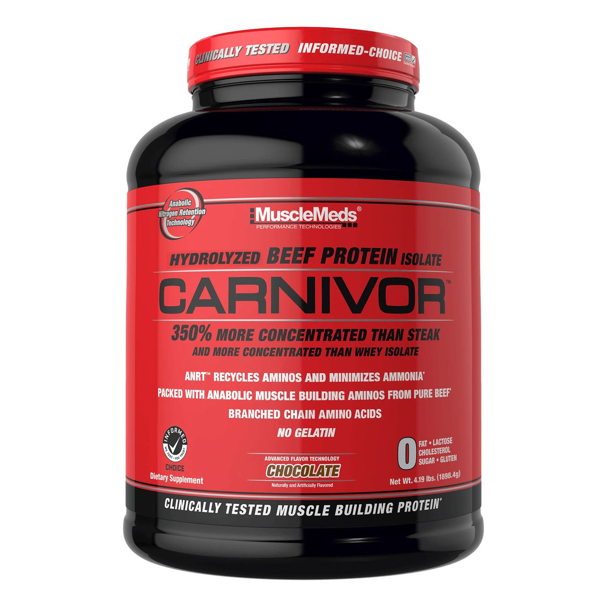 MuscleMeds Carnivor Hydrolyzed Beef Protein Isolate – Chocolate, 4.19 lb (1.9 kg)